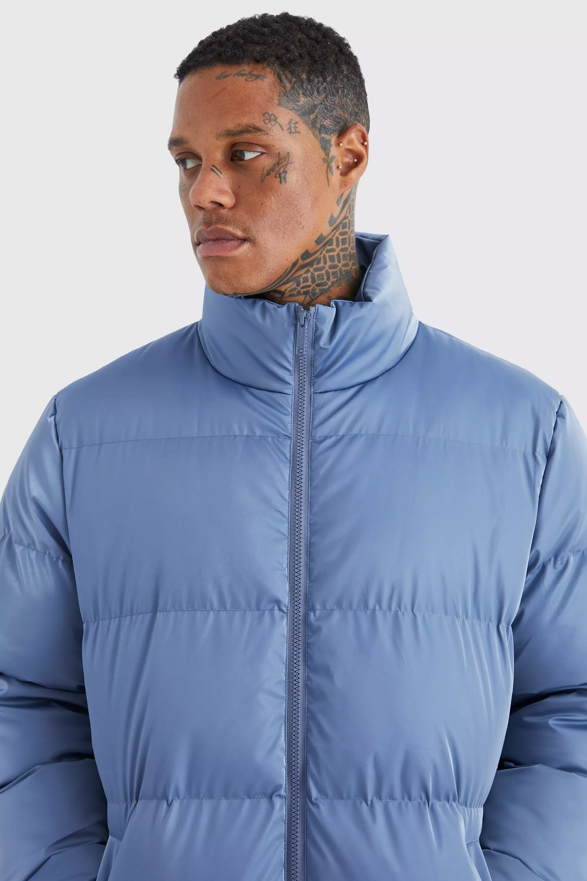 Pale blue cheap puffer coat